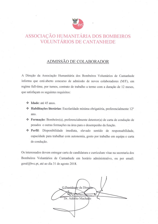 ver notícia Admissão de colaborador